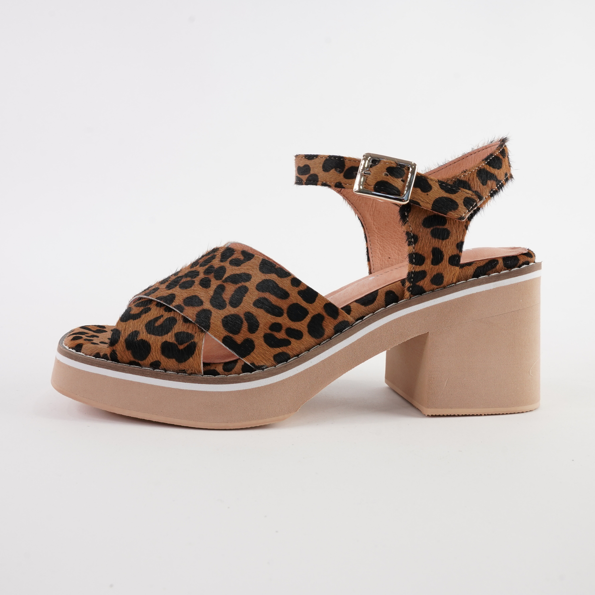 Jemi Tan Leopard Pony Leather Heels - DJANGO AND JULIETTE | Shouz