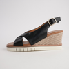 Hayla Black Leather Wedges