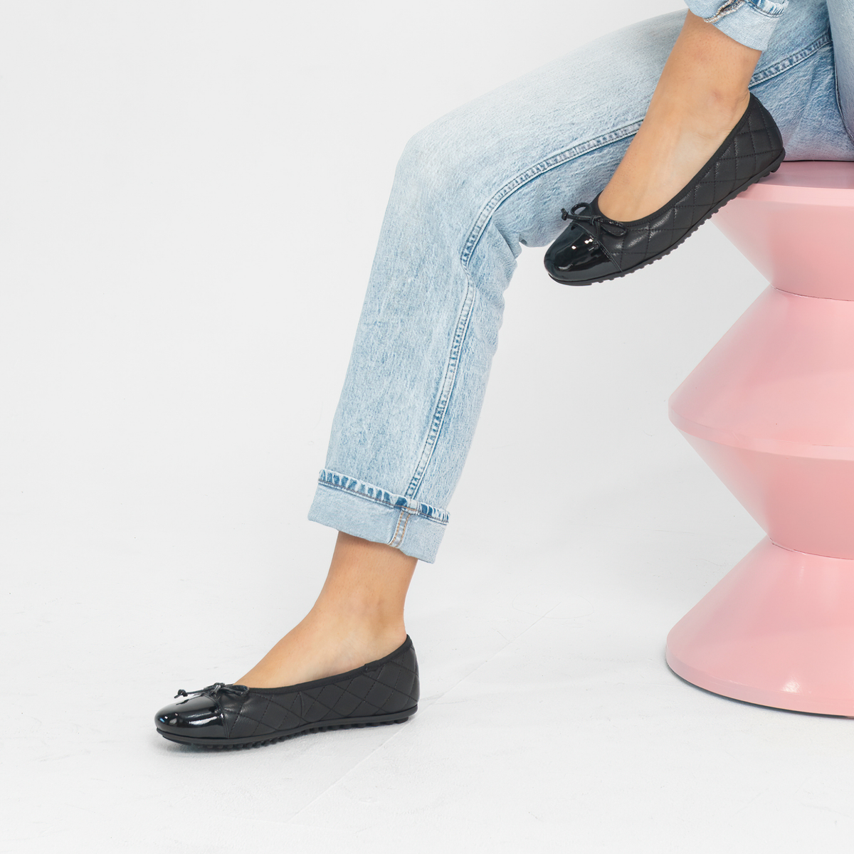 Bookie Black Patent/ Black Leather Ballet Flats