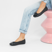 Bookie Black Patent/ Black Leather Ballet Flats