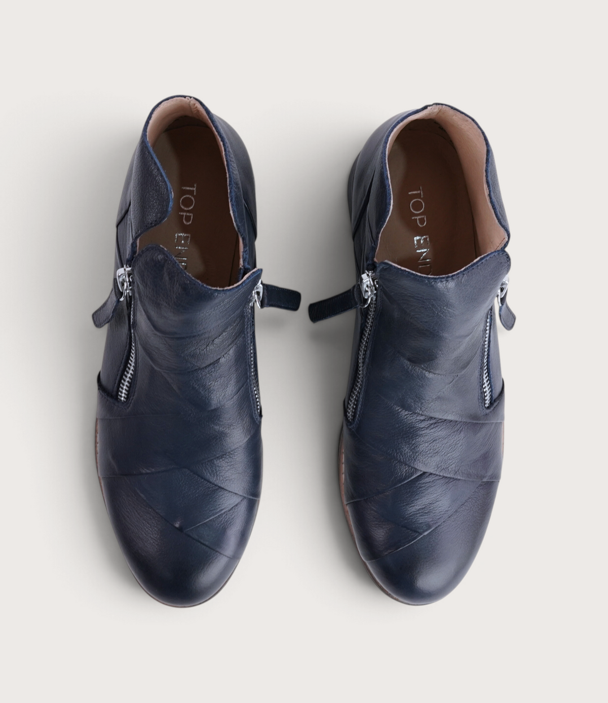 Omeah Navy/ Navy Leather Ankle Boots - TOP END | Shouz