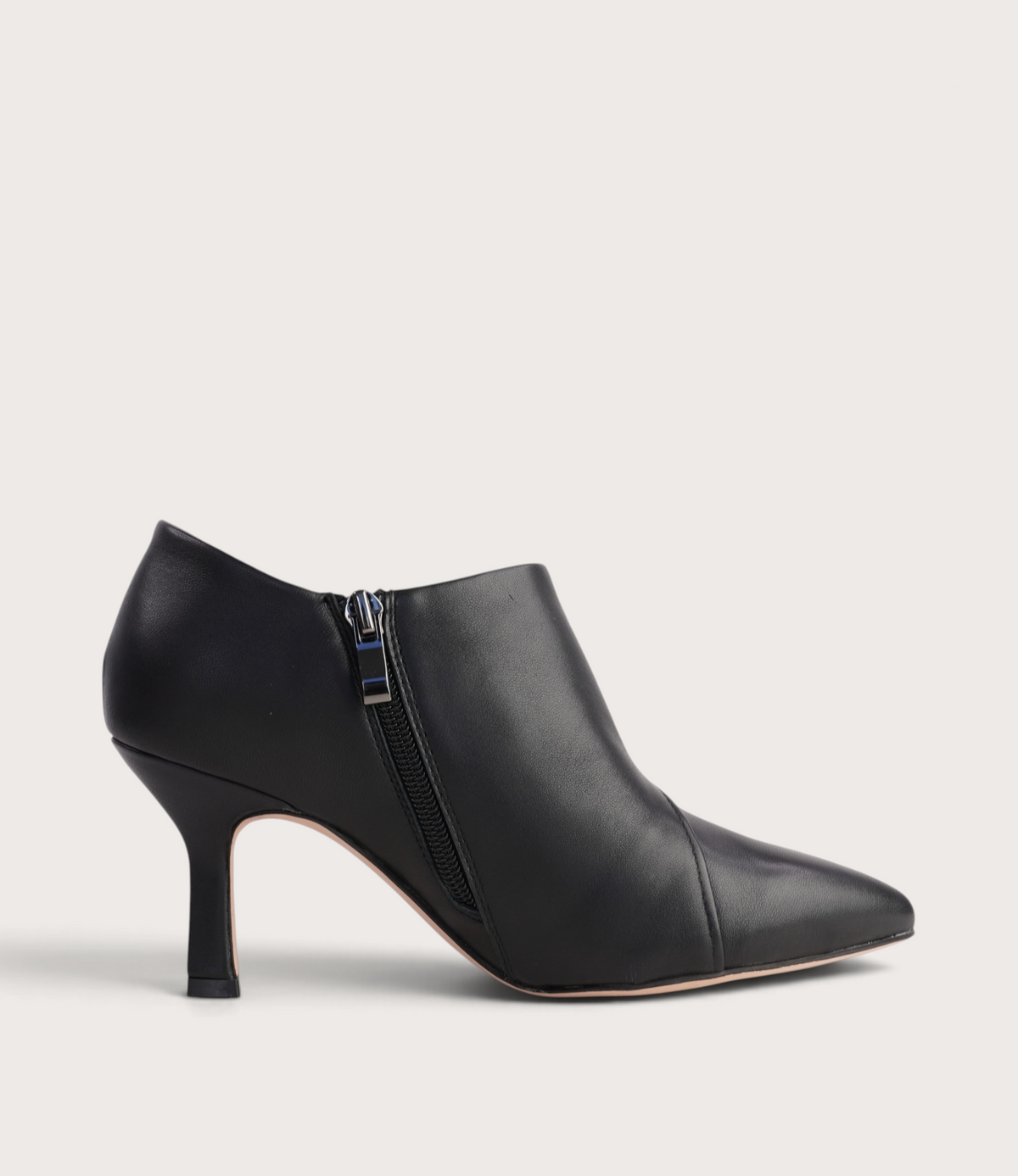 Lazel Black Leather Heels