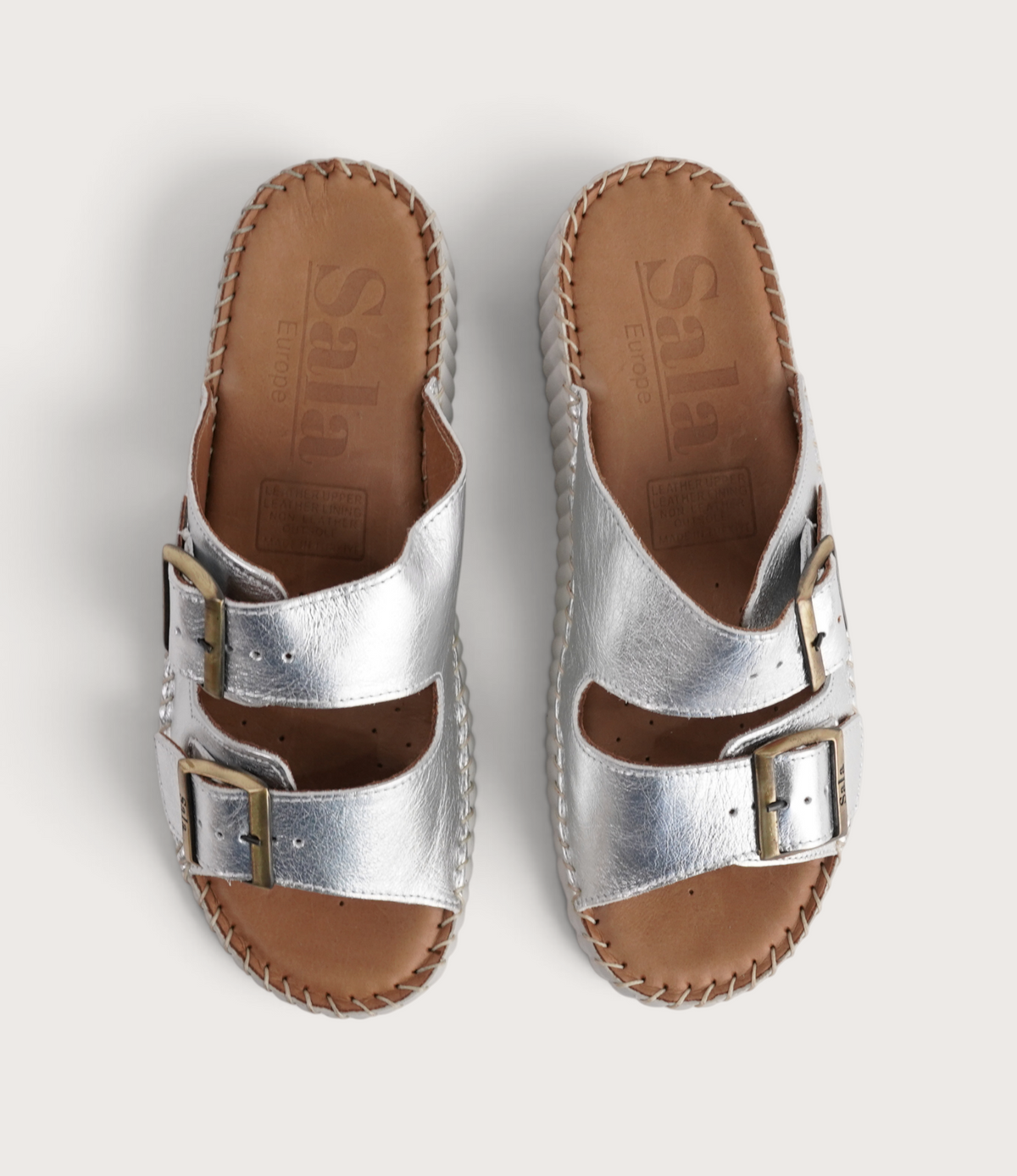 Solena Silver Leather Slides