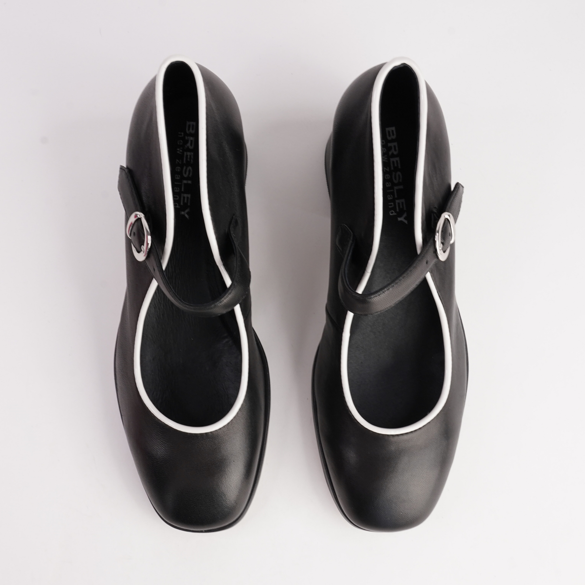 Podium Black/ Milk Leather Heels - BRESLEY | Shouz