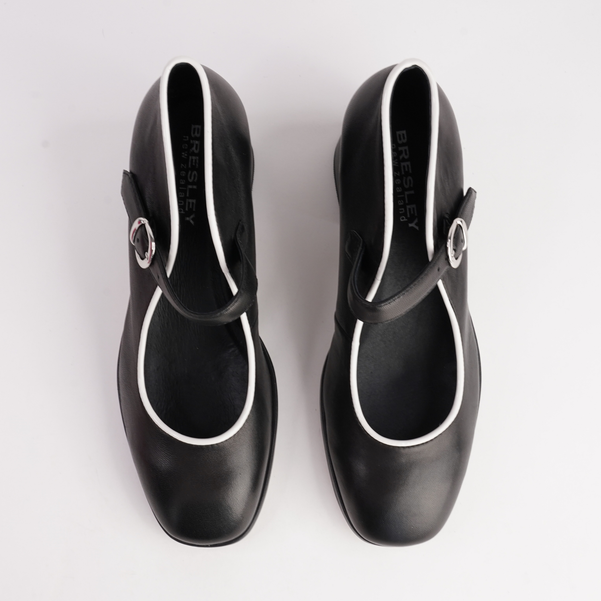 Podium Black/ Milk Leather Heels - BRESLEY | Shouz