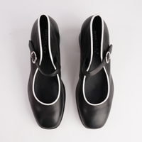 Podium Black/ Milk Leather Heels - BRESLEY | Shouz