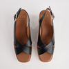 Hayla Black Leather Wedges