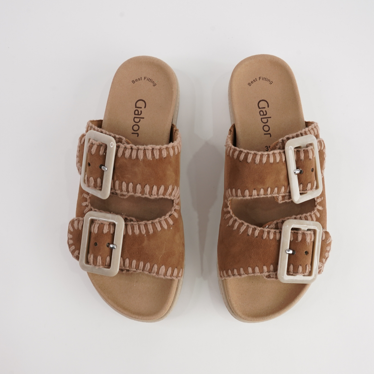 Rita Walnut Suede Leather Slides - GABOR | Shouz