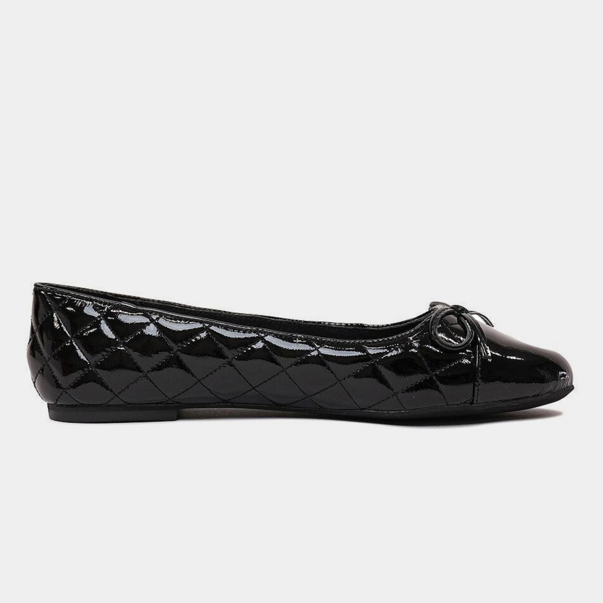 Belie Black Patent/ Black Leather Ballet Flats - MOLLINI | Shouz