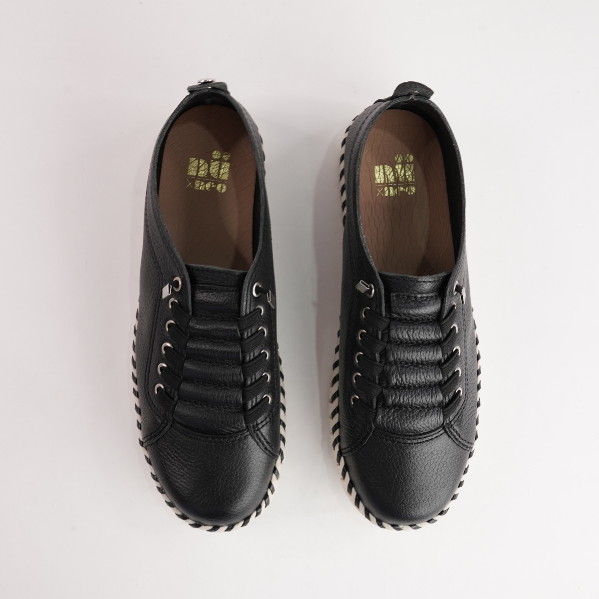 Sonia Black Leather Sneakers - NU BY NEO | Shouz