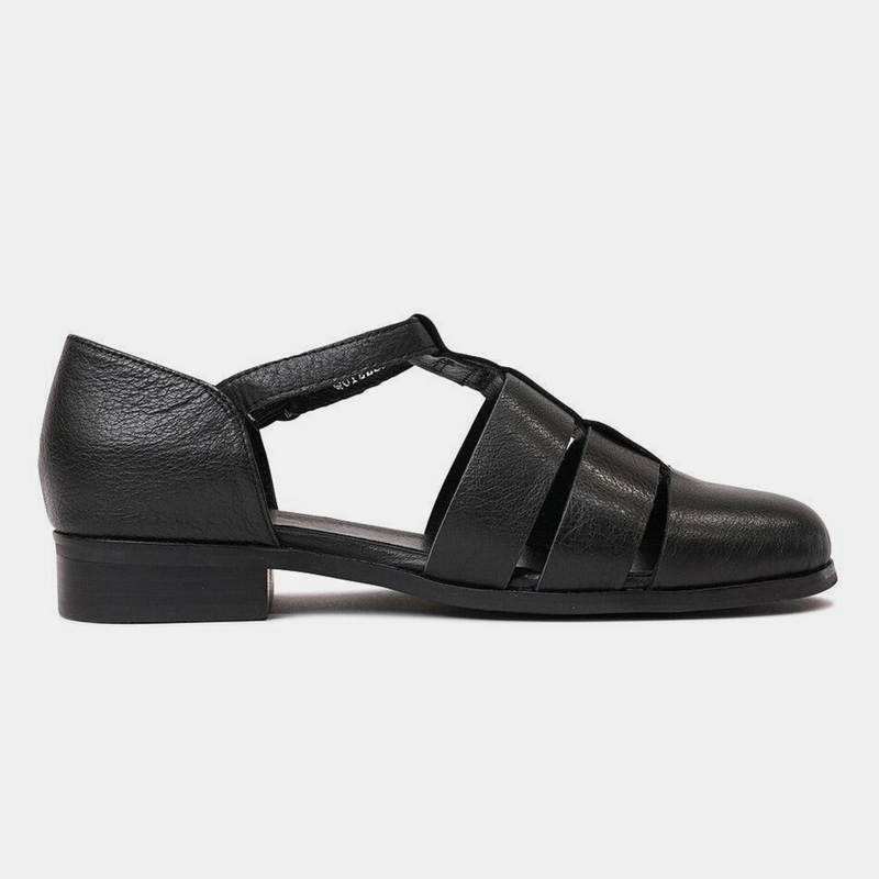 Quizzed Black Leather Flats