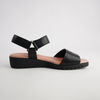 Minne Black/ Black Sole Leather Sandals