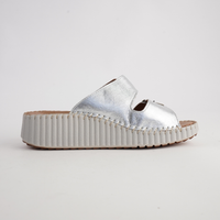 Solena Silver Leather Slides