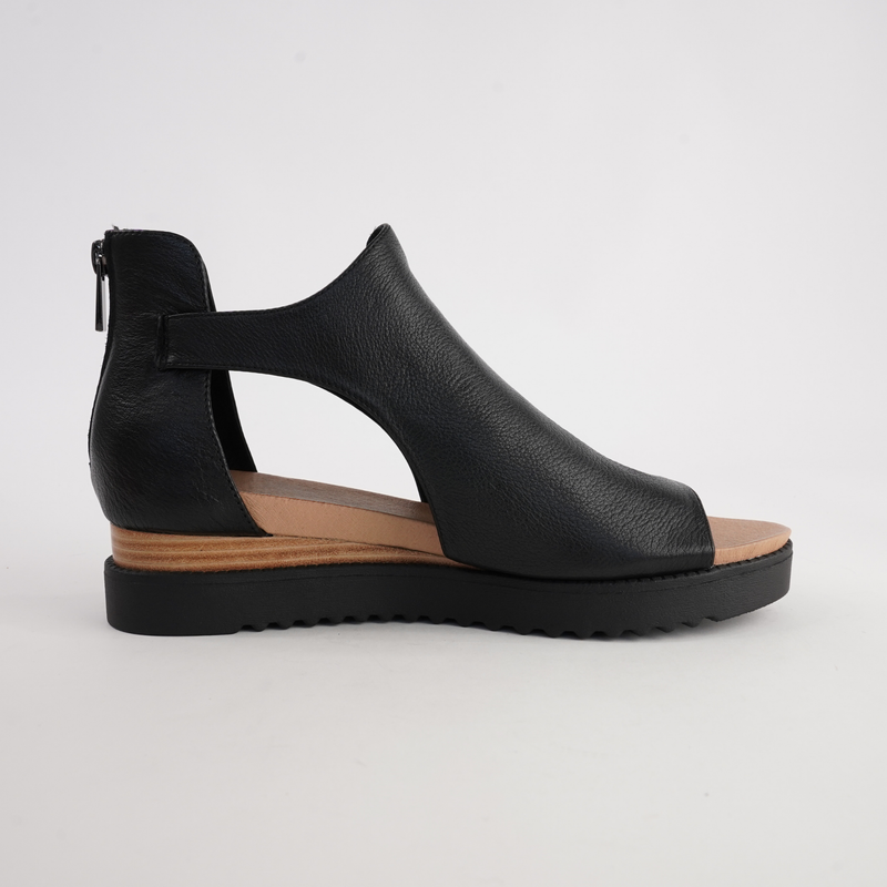 Ambatto Black/ Black Sole Leather Sandals