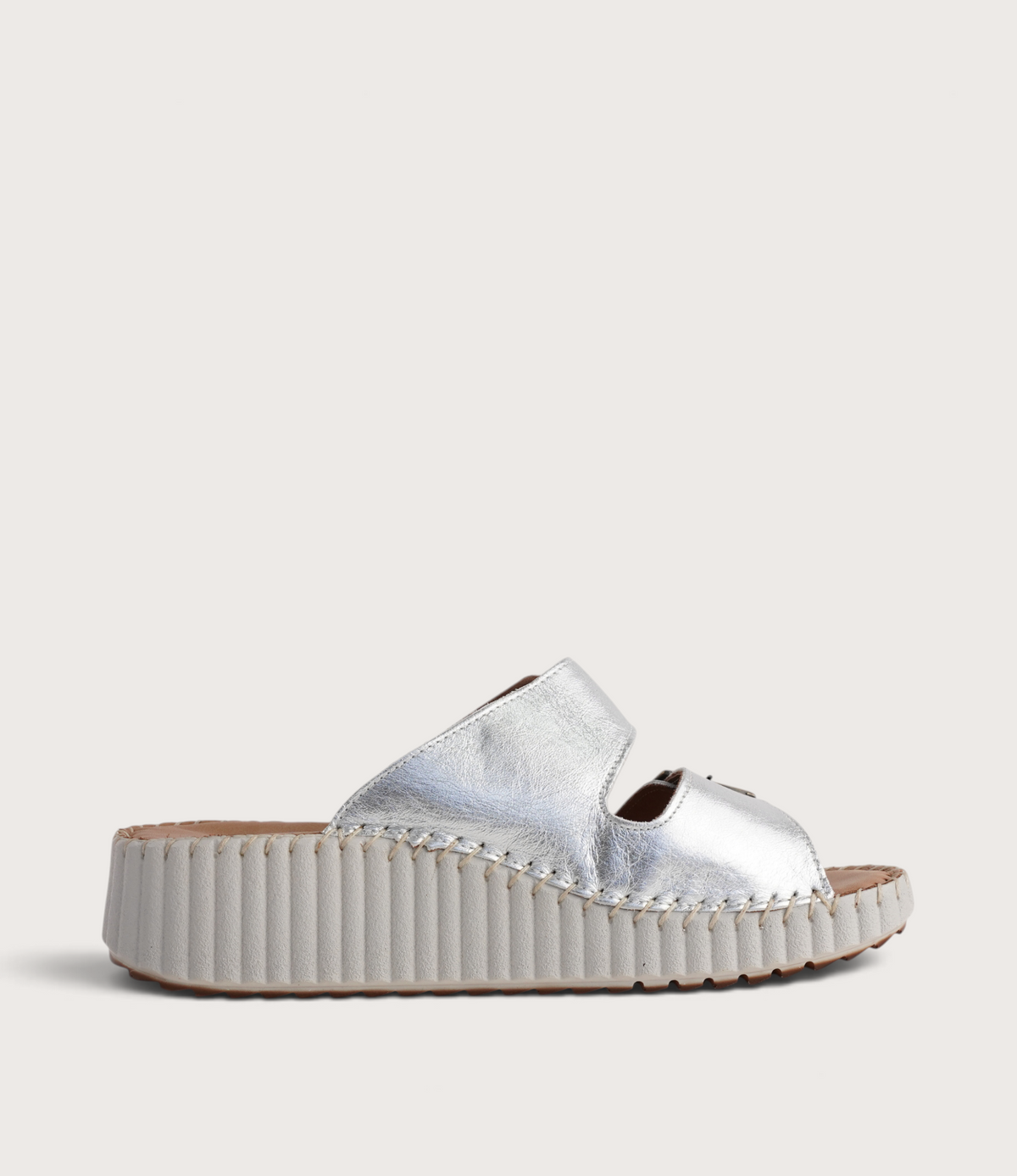 Solena Silver Leather Slides