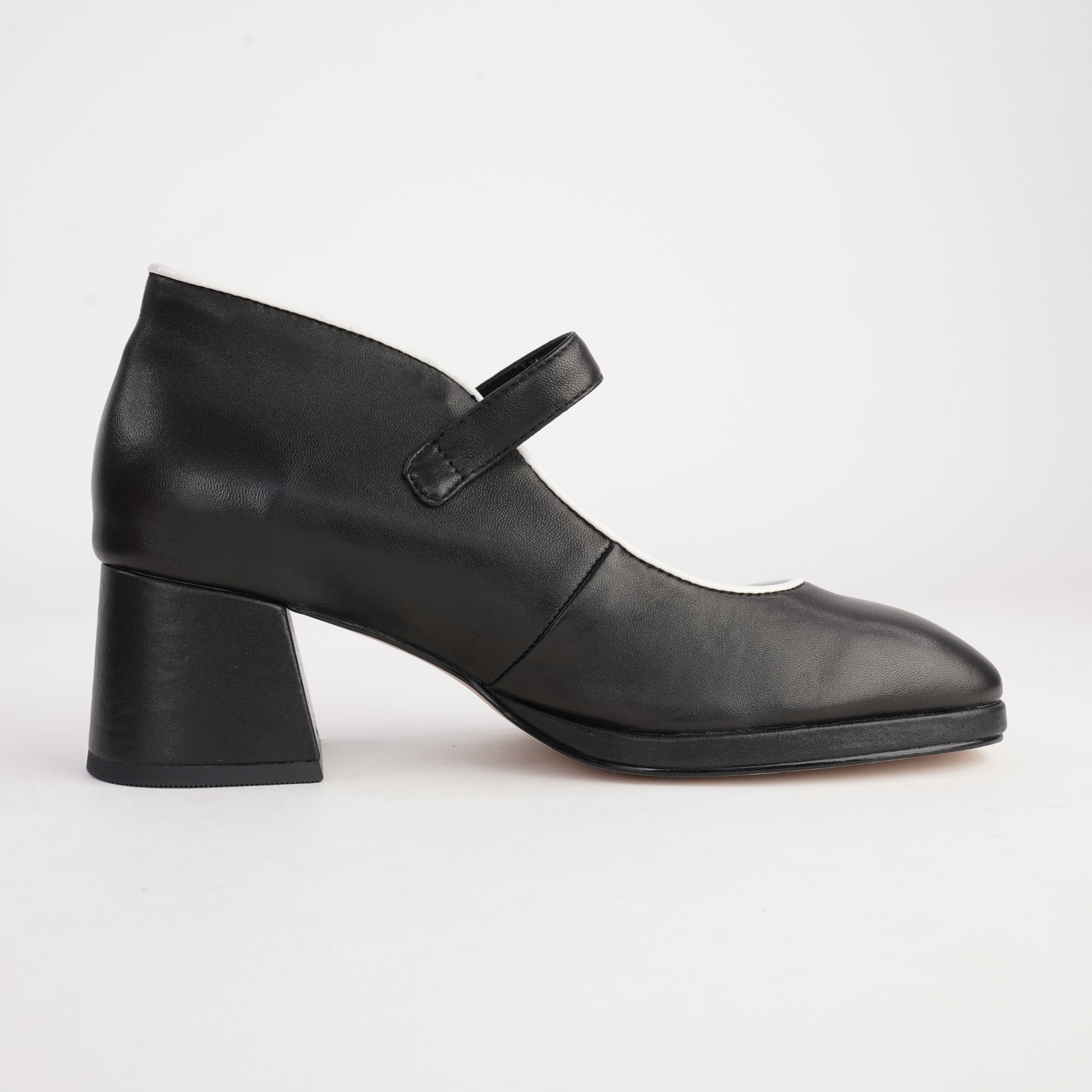 Podium Black/ Milk Leather Heels - BRESLEY | Shouz