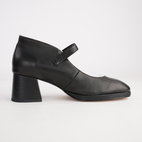 Podium Black/ Milk Leather Heels - BRESLEY | Shouz