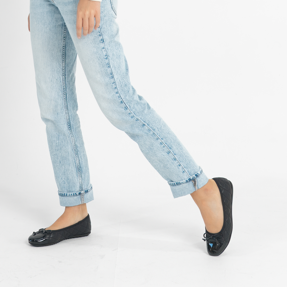 Bookie Black Patent/ Black Leather Ballet Flats - DJANGO AND JULIETTE | Shouz