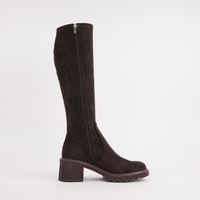 Zina Choc Suede Stretch Knee High Boots