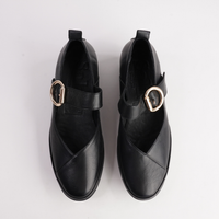 Solo Black Leather Flats - SALA | Shouz