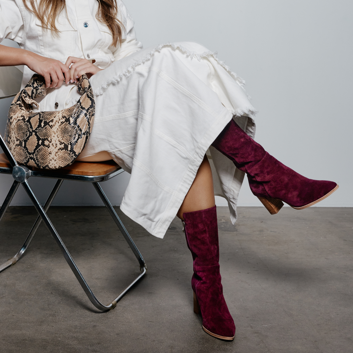 Aisley Burgundy Suede/ Natural Heel Boots - DJANGO AND JULIETTE | Shouz