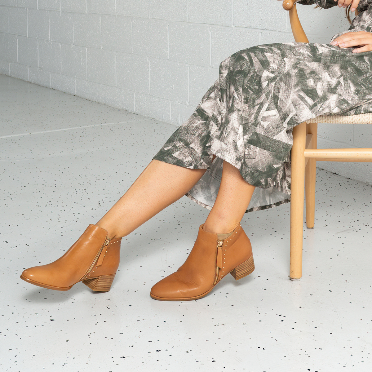 Anthea Brandy Leather Ankle Boots