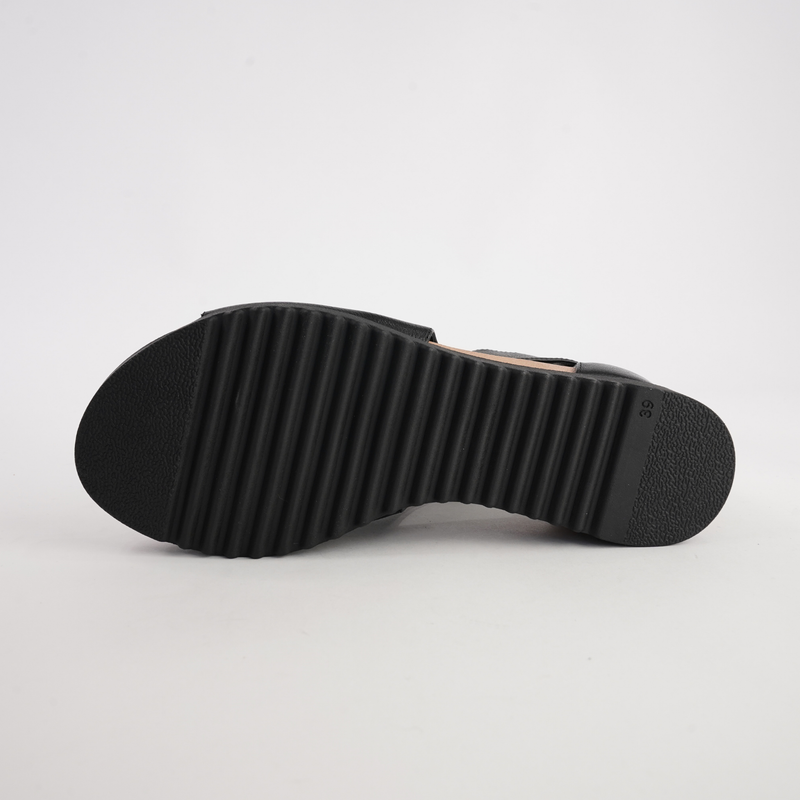 Ambatto Black/ Black Sole Leather Sandals
