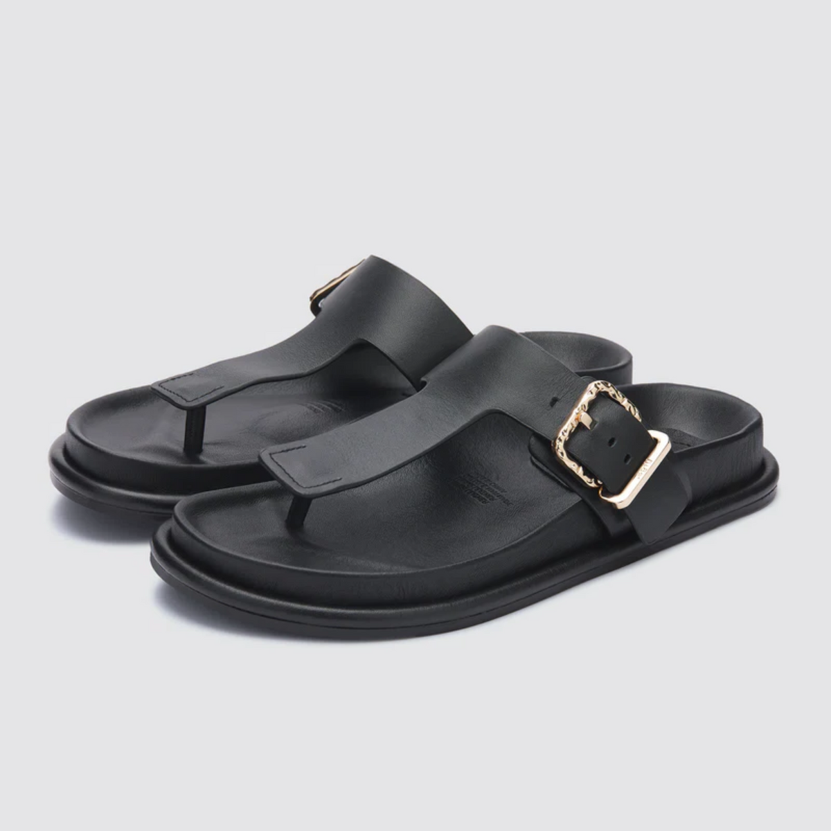 Aero Black Leather Sandals