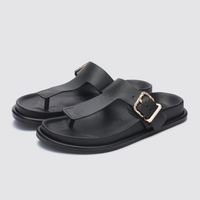 Aero Black Leather Sandals