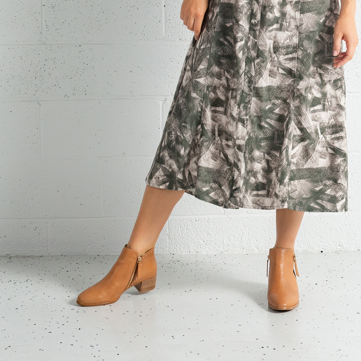 Anthea Brandy Leather Ankle Boots