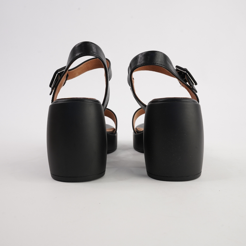 Spice Black Leather Heels