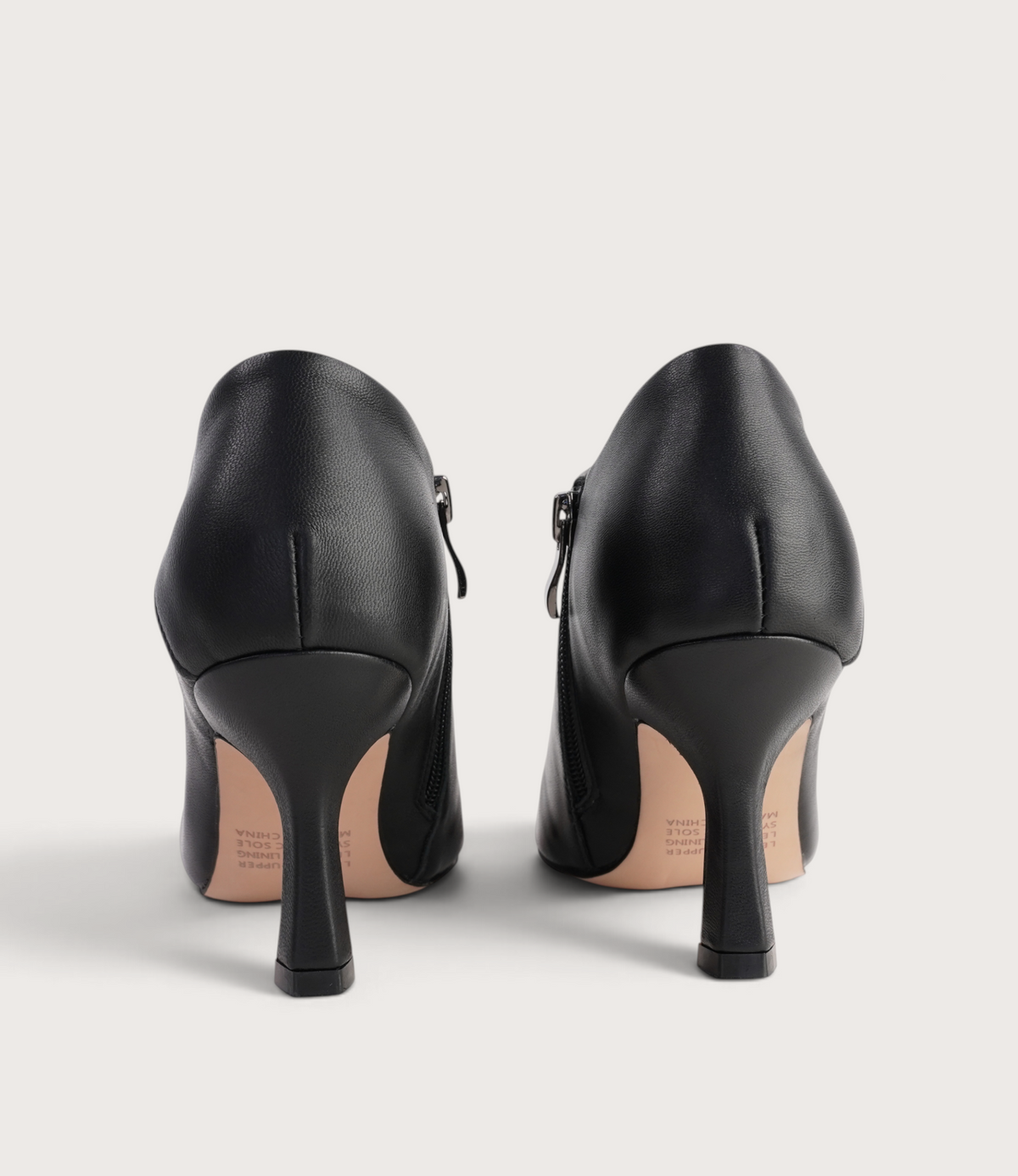 Lazel Black Leather Heels
