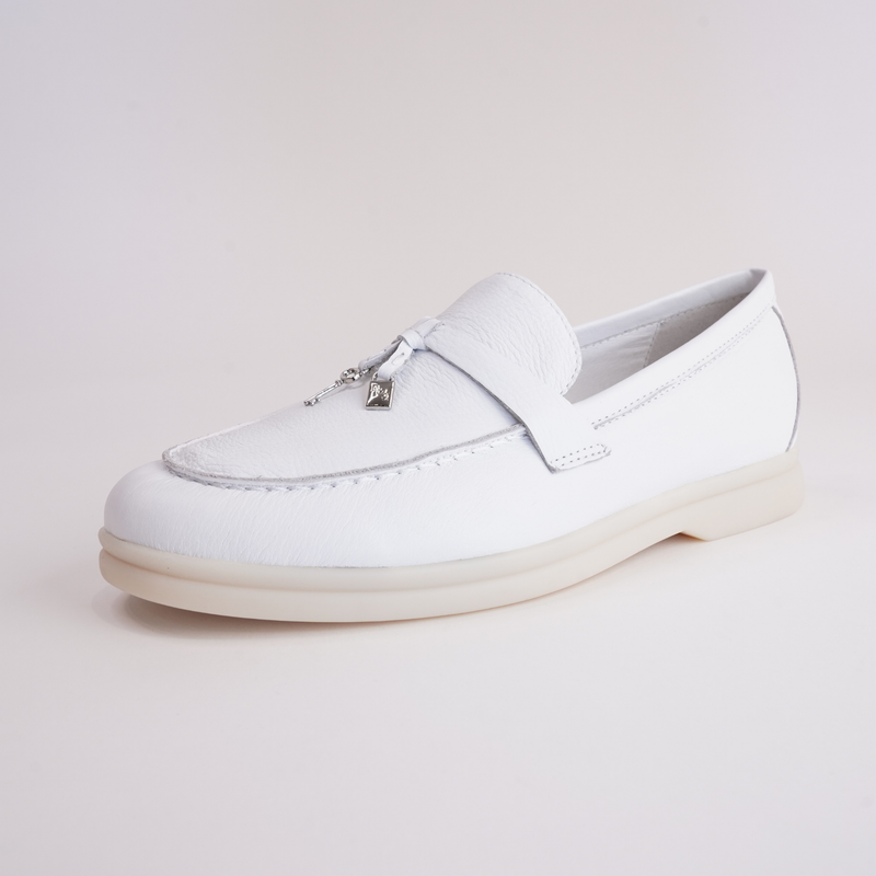 Lydea White Leather Loafers