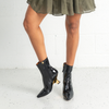 Ag-24573 Black Patent/ Gold Heel Leather Ankle Boots