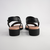 Minne Black/ Black Sole Leather Sandals