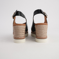 Hayla Black Leather Wedges