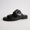 Stary Black Leather Slides