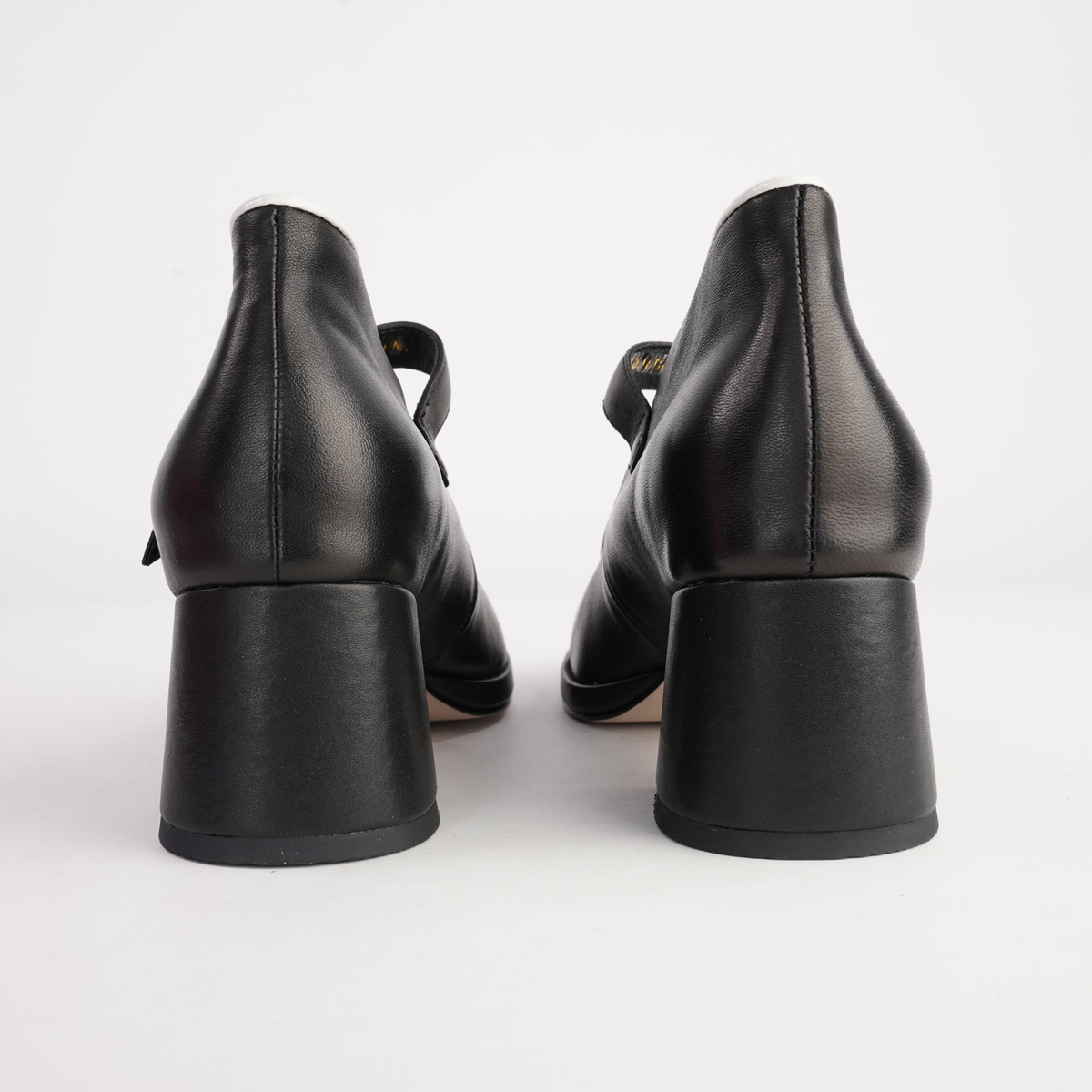 Podium Black/ Milk Leather Heels - BRESLEY | Shouz