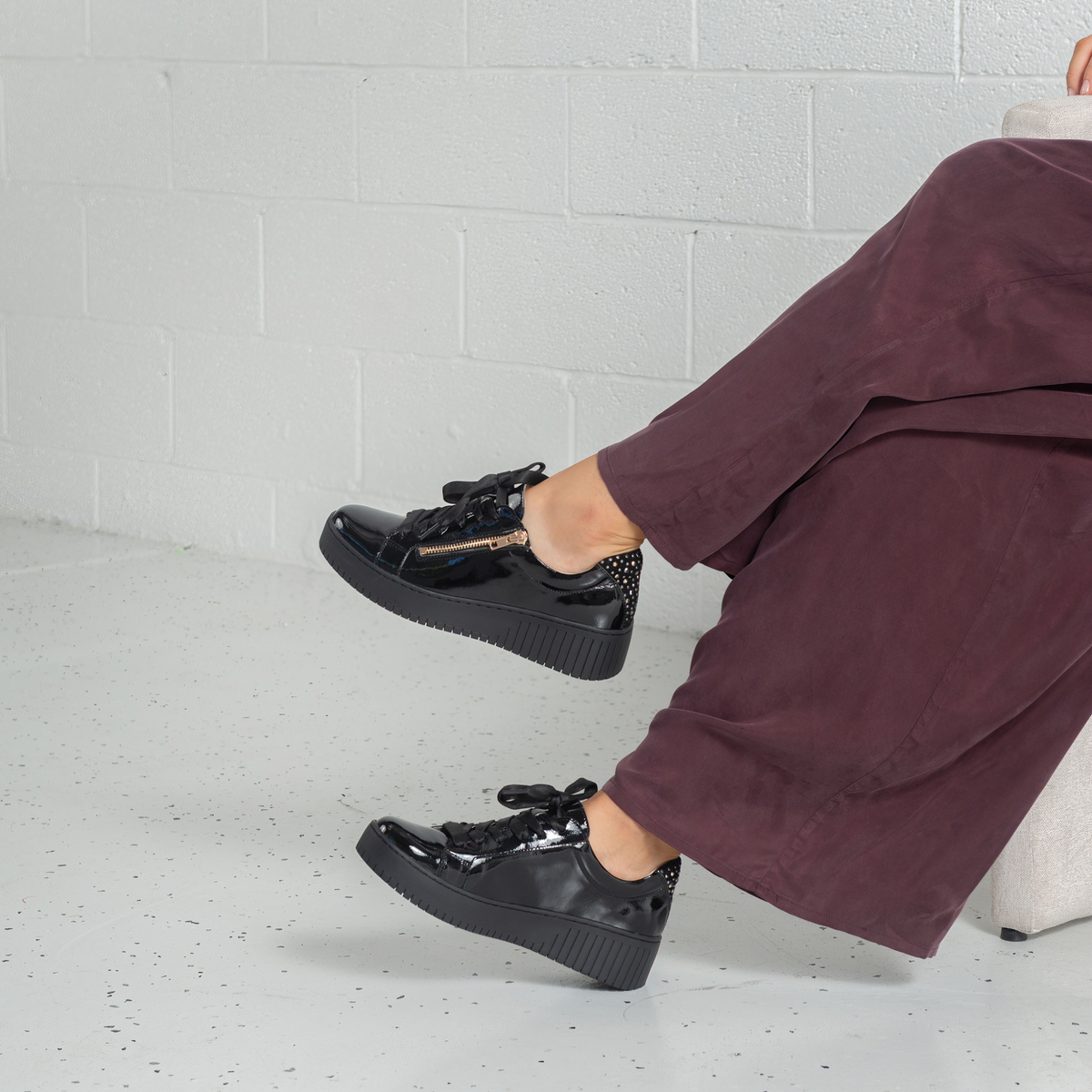 Kees Black Patent Leather Sneakers