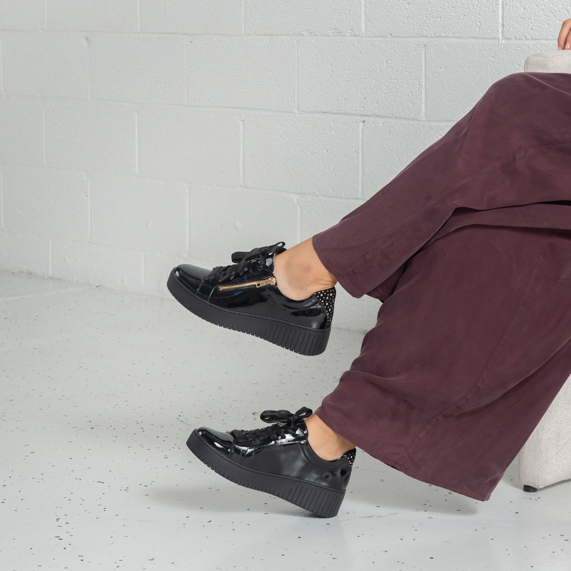 Kees Black Patent Leather Sneakers