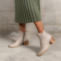 Mockas Taupe Leather Ankle Boots