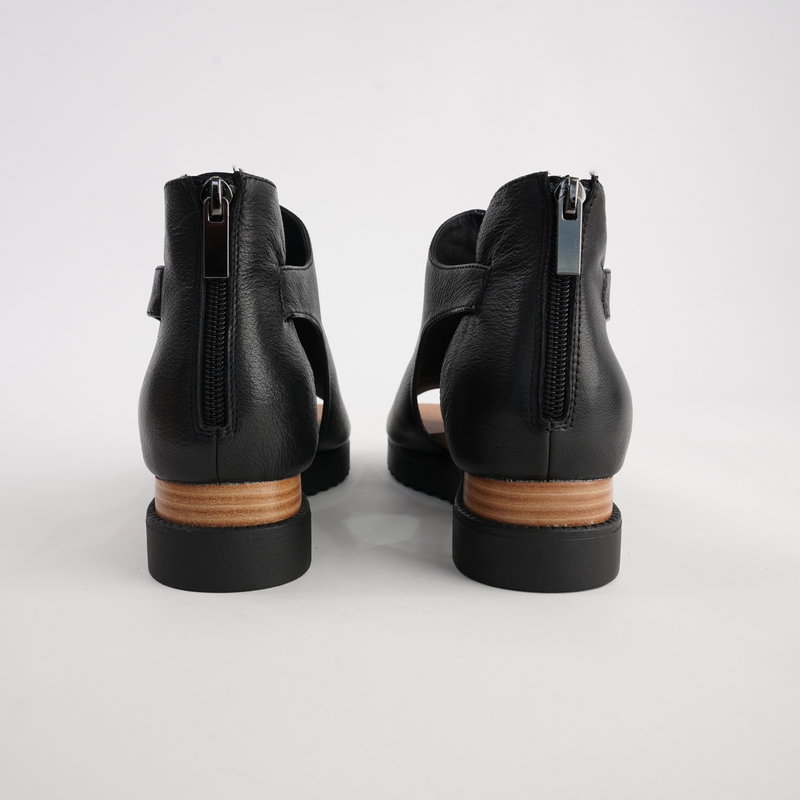 Ambatto Black/ Black Sole Leather Sandals