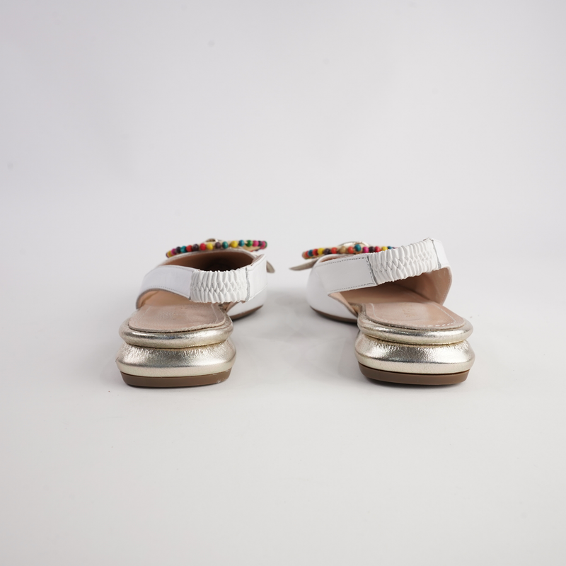Vesper White/ Gold Leather Flats