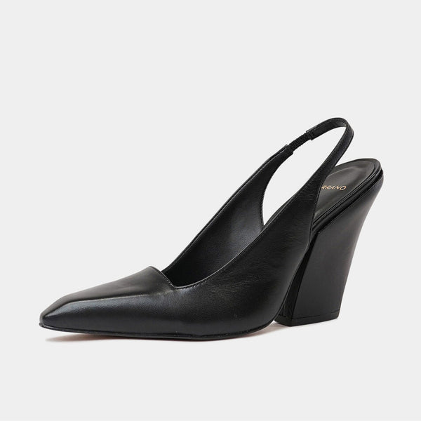618002 Black Leather High Heels