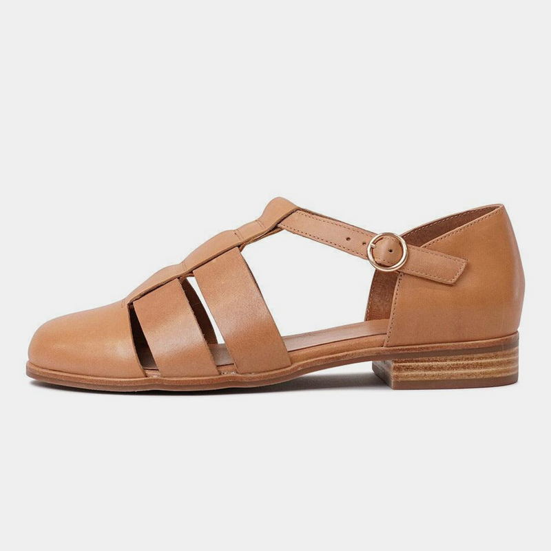 Quizzed Camel Leather Flats