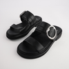 Stary Black Leather Slides