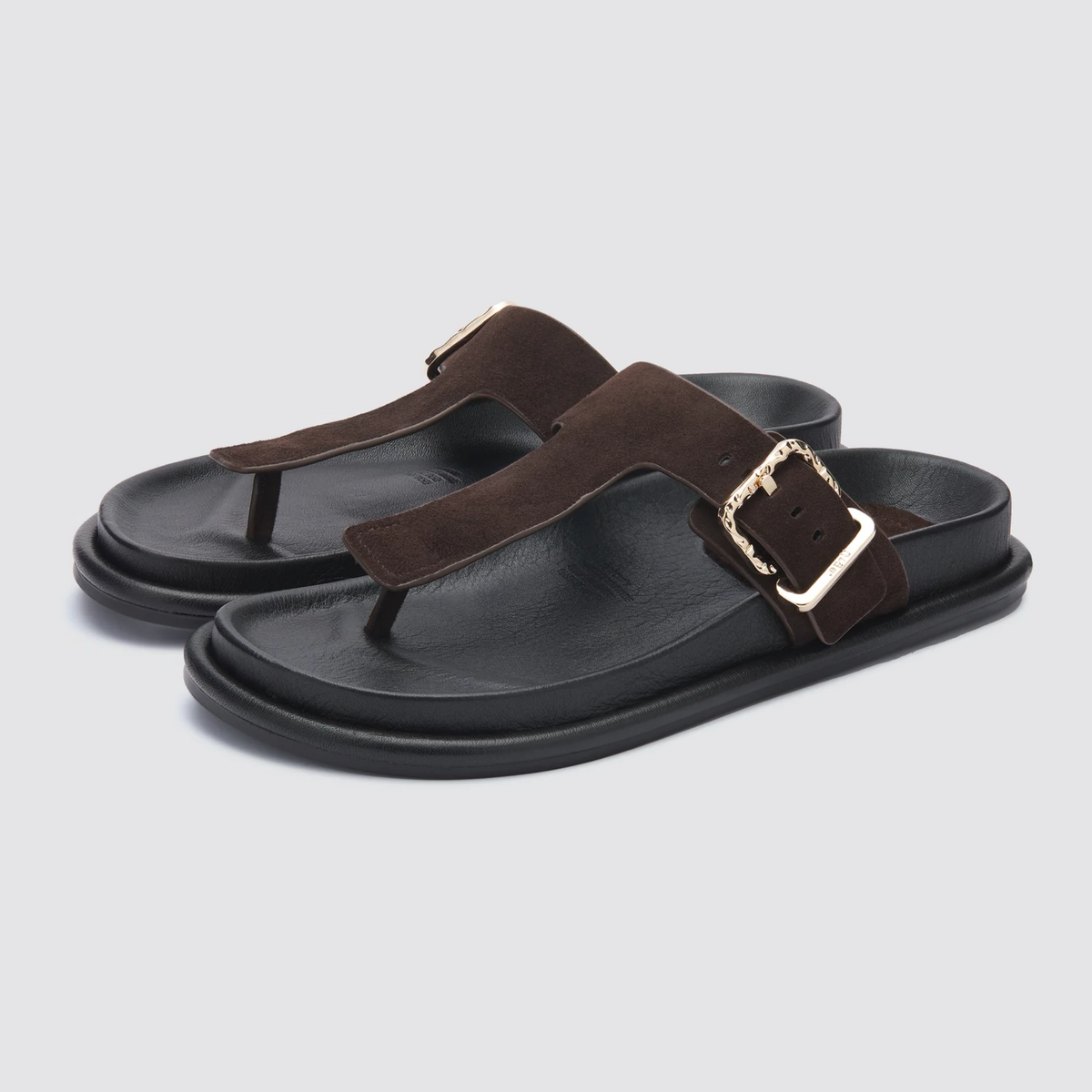 Aero Dark Brown Suede Leather Sandals