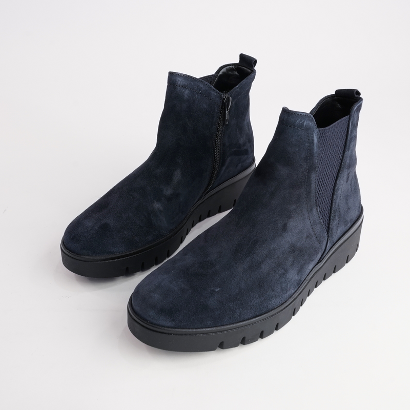Gertie Dark Blue Suede Leather Ankle Boots