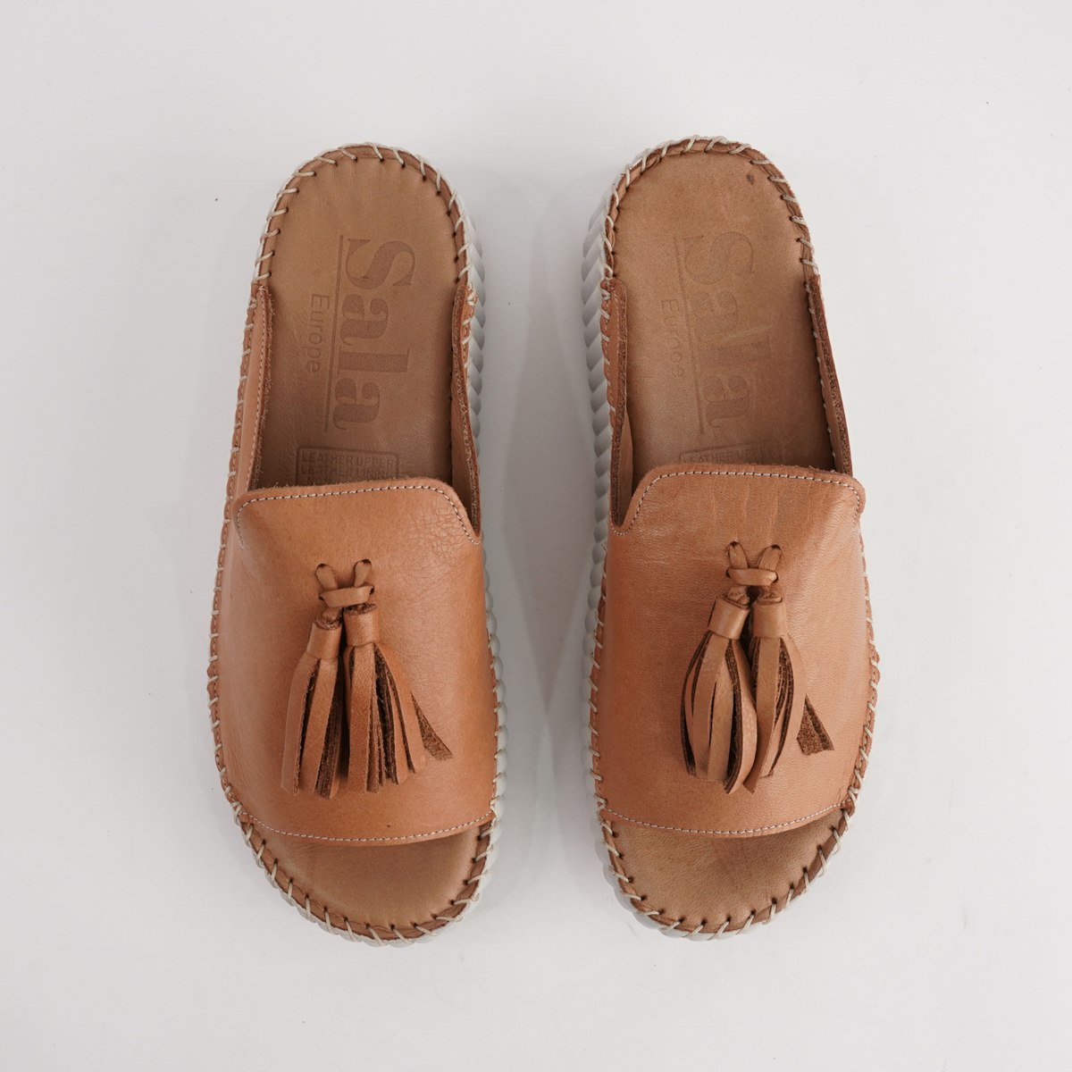 Sonny Coconut Leather Slides - SALA | Shouz