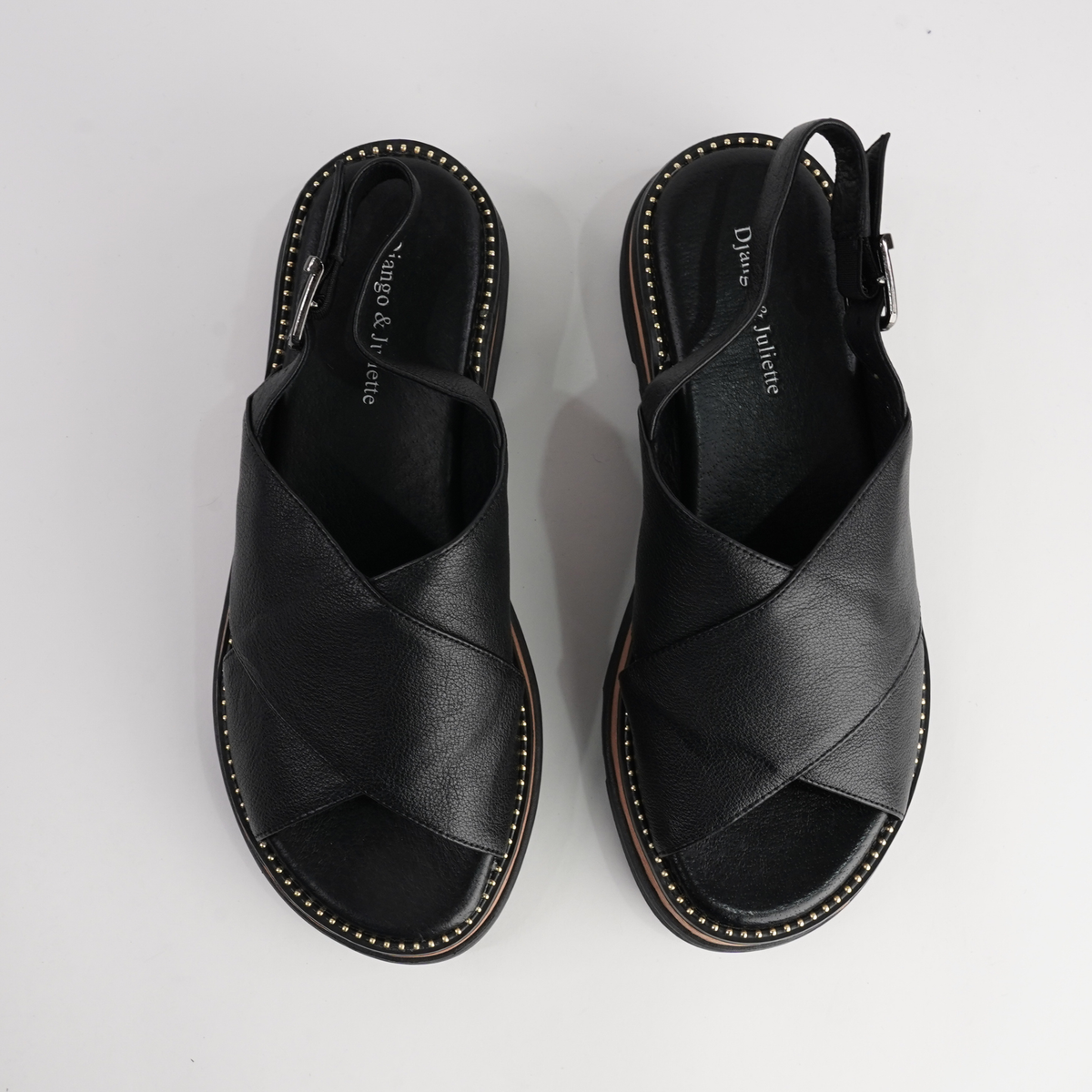 Sasi Black Leather Sandals - DJANGO AND JULIETTE | Shouz